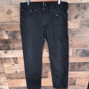 Levis 505 Black Regular Fit Straight Leg Stretch Jean Black Label Sz 34X32 Men